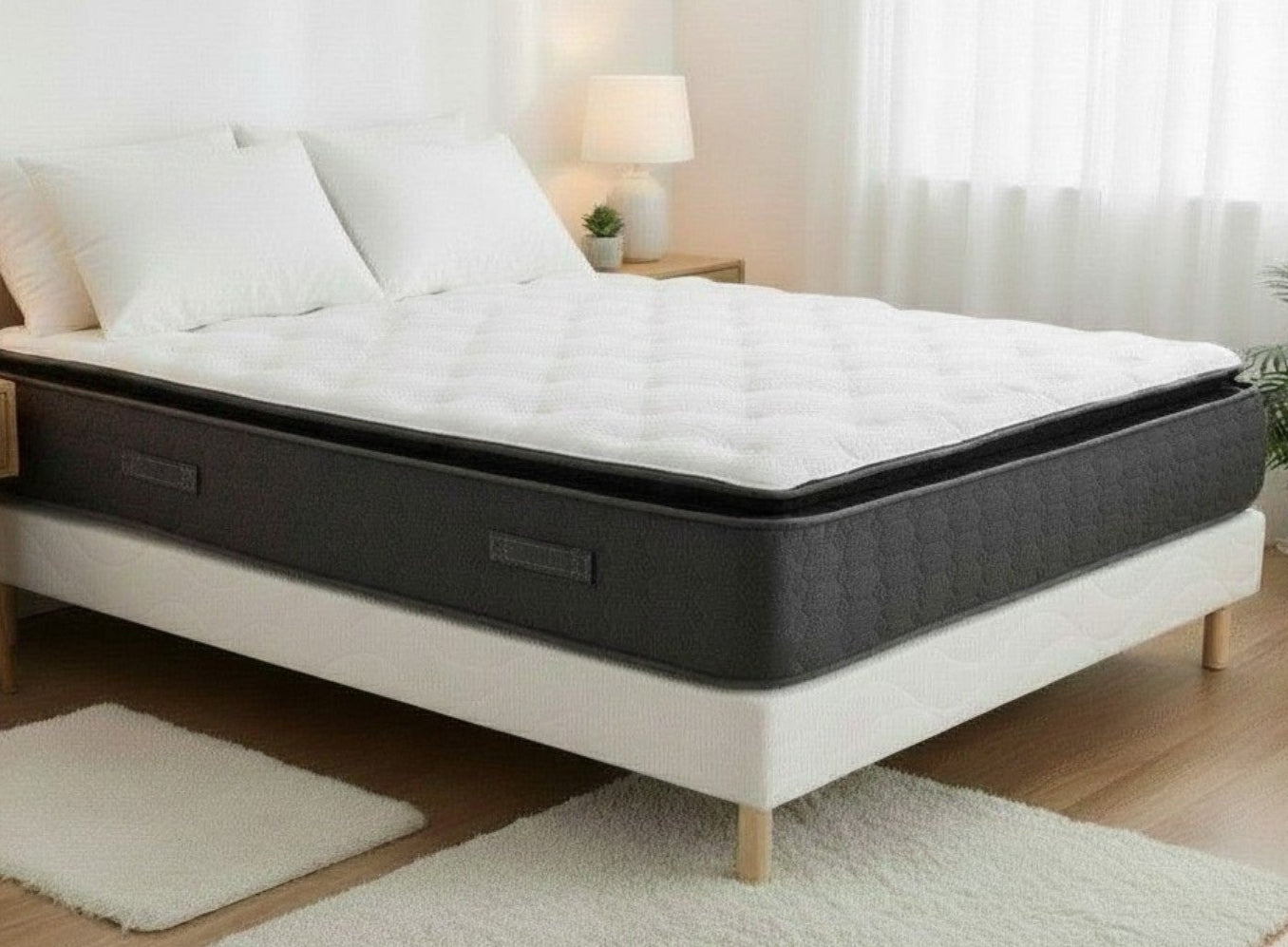 Sommier + Matelas Premium 30-32cm (ressorts ensachés) | Leader Meubles