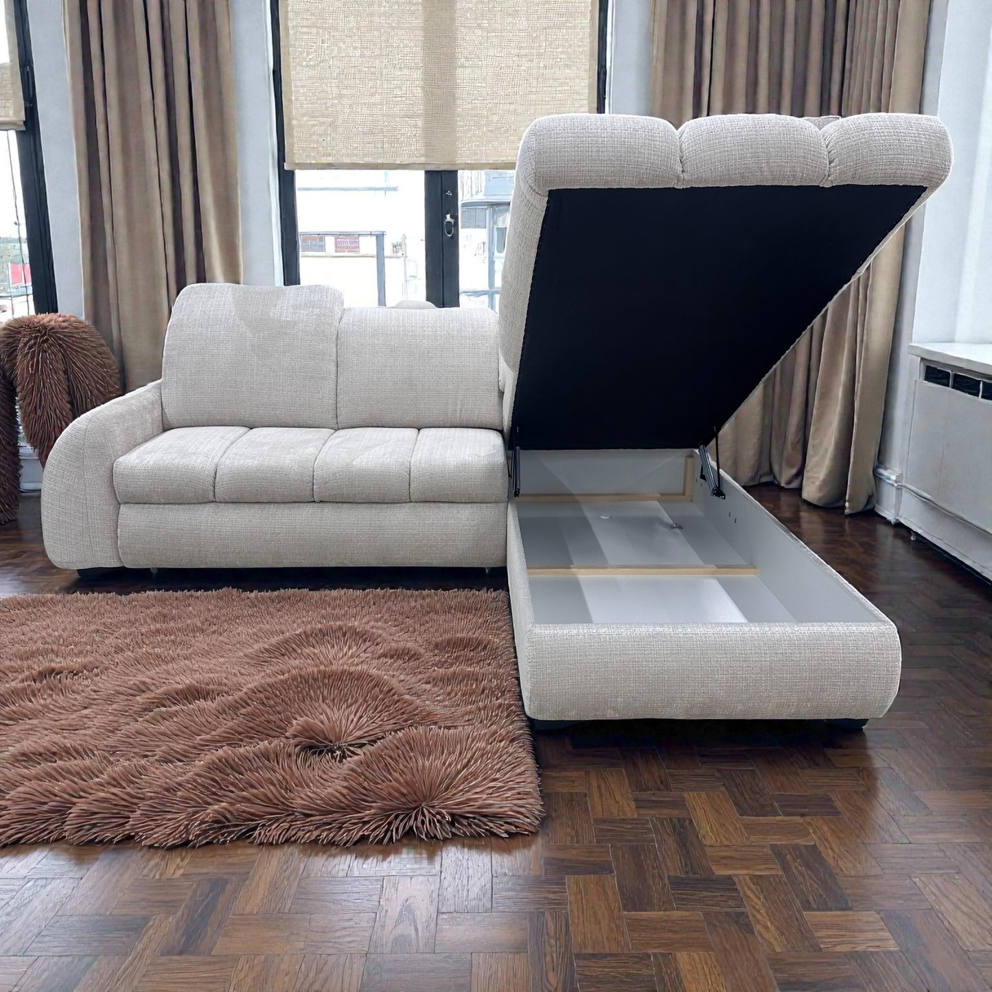 Canapé d'angle HONNY, convertible, coffre