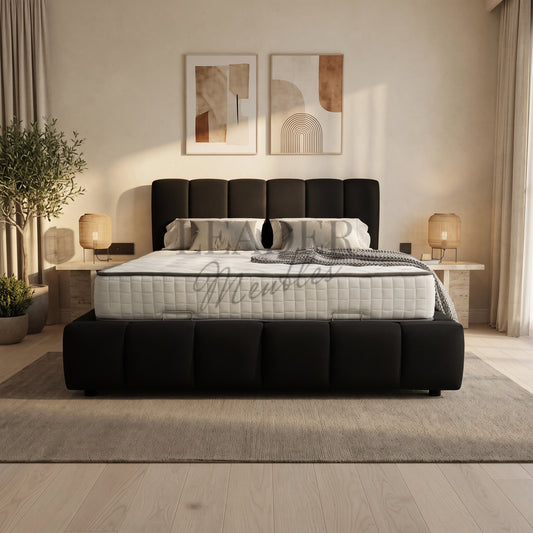 Lit coffre Bubble Dallas noir 140x190 |  Leader Meubles