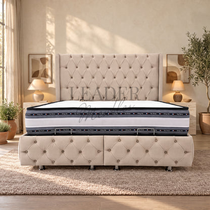 Lit coffre Veneto full-capitonné 140x190