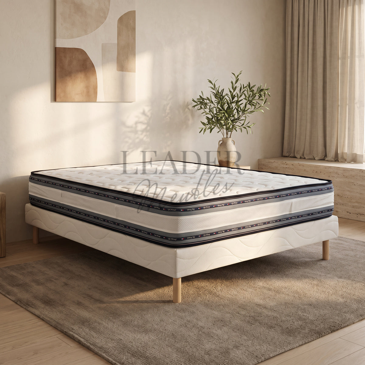 Sommier + Matelas 25cm (ferme) |  Leader Meubles